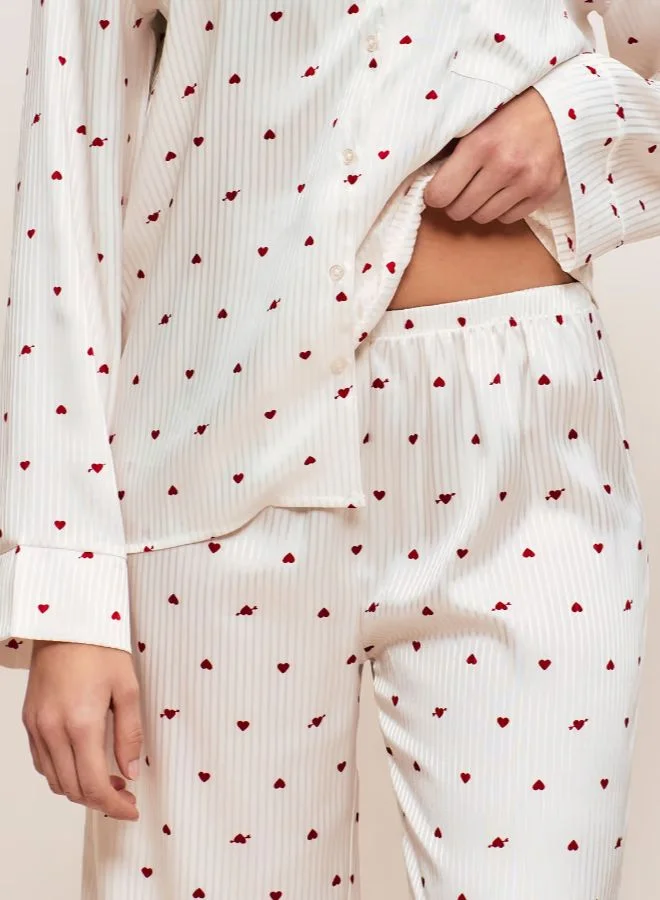 UNDIZ Heart print satin trousers